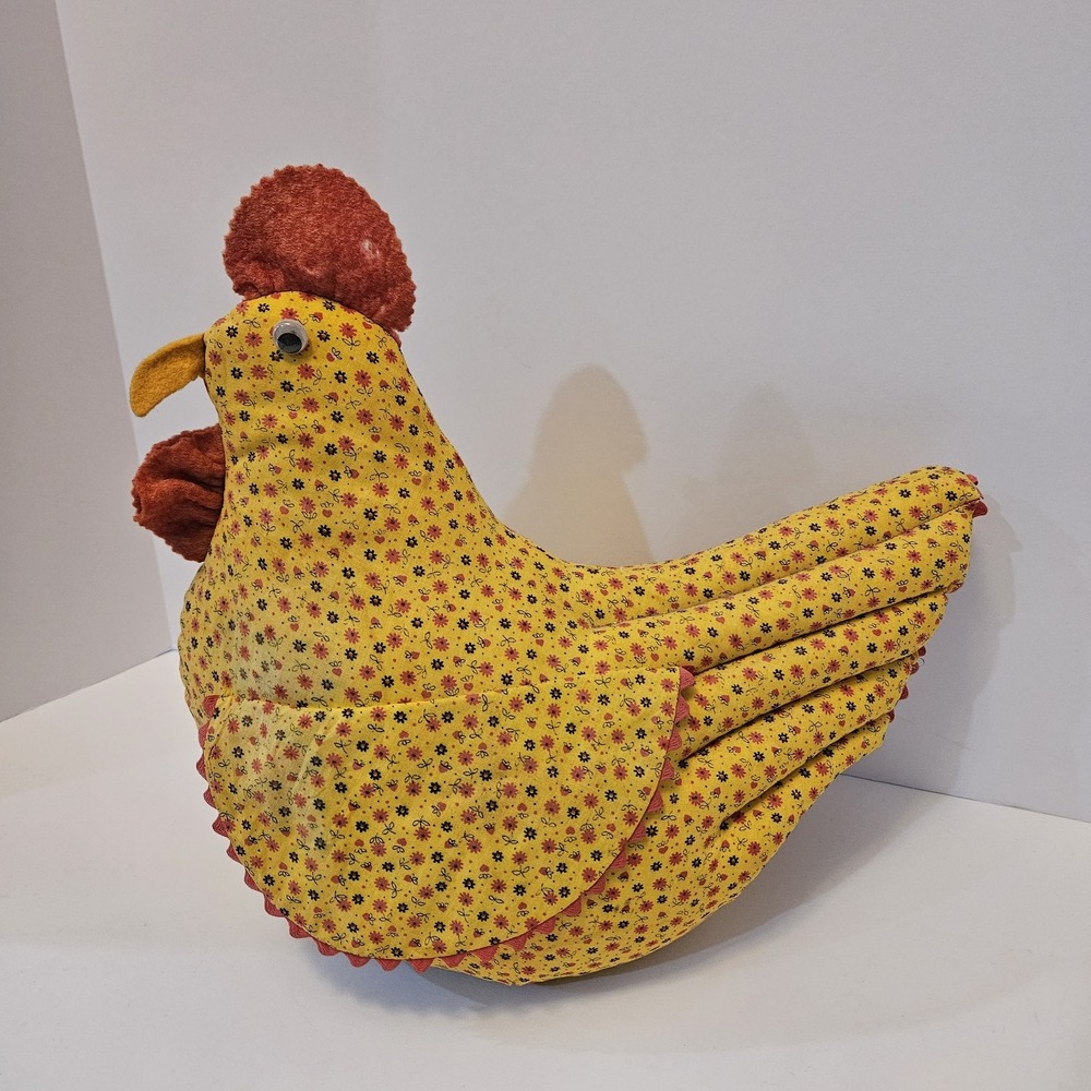 VTG Country Hen Farmhouse Americana Primitive Folk Art Soft Sculpture Doorstop